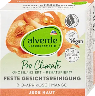 Alverde Pro Climate čvrsto sredstvo za čišćenje lica kajsija i mango 75g