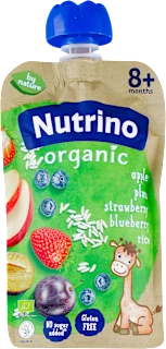 organic voćna kašica - jabuke, šljive, jagode i..., 100 g