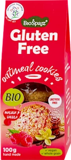 Biospajz Gluten Free organski ovseni keks malina i vanila 100g