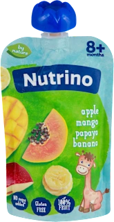 Voćni pire, jabuka, mango, papaja, banana, od 8...., 100 g