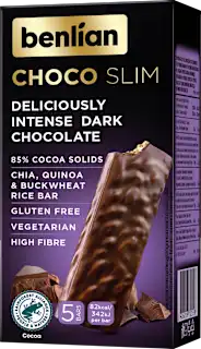Benlian Choco Slim pirinčani snek 85% kakao 5x16g
