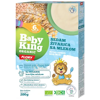 Baby King sedam žitarica sa mlekom Organik 200g