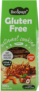 Biospajz Gluten Free organski ovseni keks lešnik i badem 100g