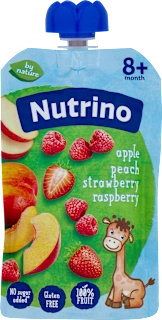Voćni pire, jabuka, breskva, jagoda i malina, od..., 100 g