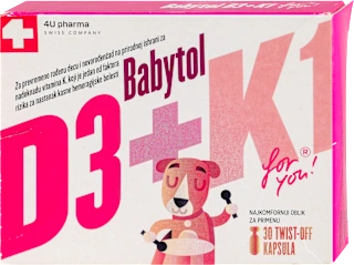 Vitamin D3 + K1, twist-of kapsule,, 30 kom