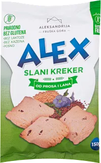 Aleksandrija Alex bezglutenski slani kreker od prosa i lana 150g