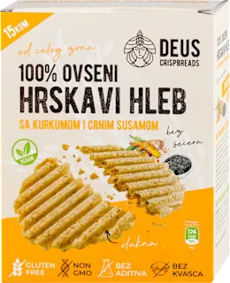 Deus Crispbreads 100% ovseni hrskavi hlepčići sa kurkumom i crnim susamom 150g