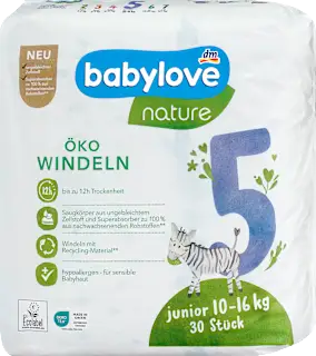 Babylove Nature pelene 5 Junior 10-16kg 30 komada