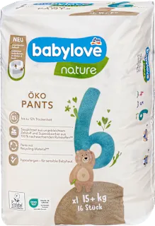 Babylove Nature pelene gaćice 6 XXL 15+kg 16 komada