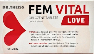 FEM VITAL LOVE OBLOŽENE TABLETE, dodatak ishrani, 30 kom