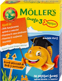 Möller's Omega-3 Jelly Fish gumene ribice narandža 36 kom