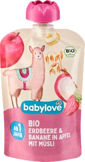 Babylove Voćni užitak jagoda i banana u jabuci sa muslijem 100g
