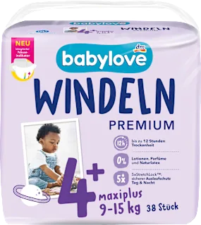 Babylove Premium pelene 4+ Maxi Plus 9-15kg 38 komada