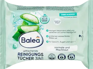 Balea 3u1 osvežavajuće maramice za čišćenje lica aloe vera 25 komada