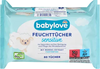 Babylove Sensitive vlažne maramice za bebe sa ekstraktom badema 160 komada