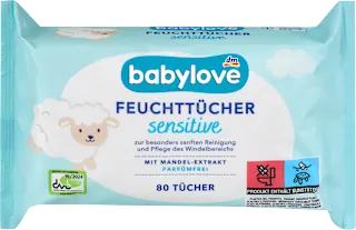Babylove Sensitive vlažne maramice za bebe sa ekstraktom badema 80 komada