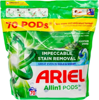 Ariel All in 1 Pods Mountain Spring kapsule za pranje veša 70 komada
