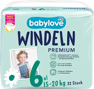 Babylove Premium pelene 6 XL 15-20kg 32 komada