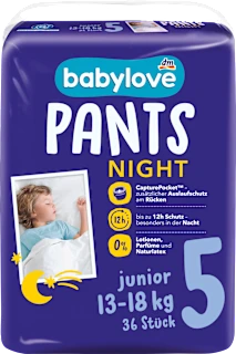 Babylove noćne pelene gaćice 5 Junior 13-20kg 36 komada
