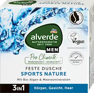 Alverde Men Sports Nature čvrsti gel za tuširanje 3u1 60g